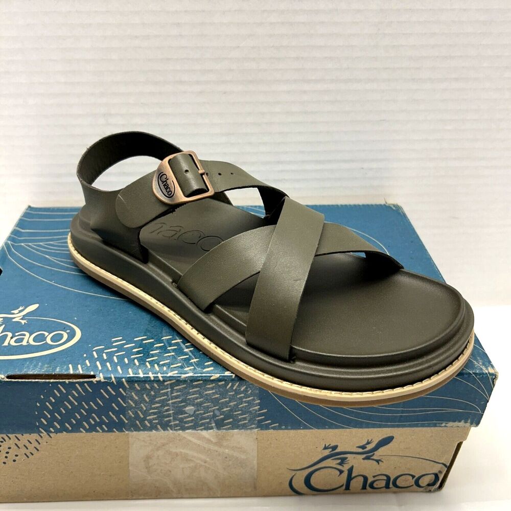 Chaco Leather Townes Sandals Olive Night  Boho Hippy Womens Size 8 NEW in Box